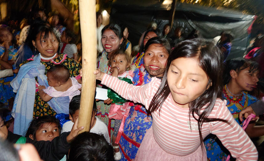 Mother&#39;s Day celebration at the National Park encampment in Bogotá, Colombia. 2024.