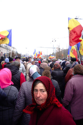A Kremlin-funded anti-government protest in Chisinau, Moldova. October, 2022.
